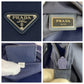 PRADA Tote Bag Nylon Navy SilverMetal Tote Bag Shoulder Bag 2way Test Triangle With logo Women Used Authentic