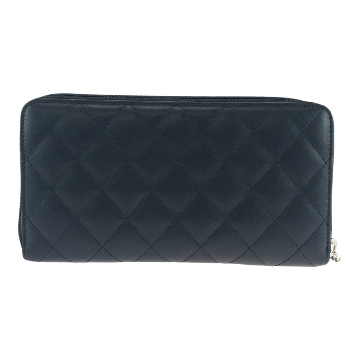 CHANEL Long Wallet Purse Leather, Patent Leather Black Silver Metal Long Wallet Purse Cambon line COCO Mark Women Used Authentic