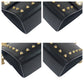 GUCCI Shoulder Bag 432182 leather Black Gold Metal ChainShoulder Bag Pochette Studs Pearl Women Used Authentic