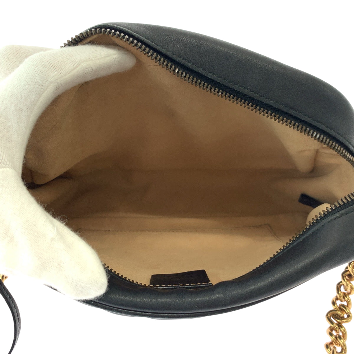 GUCCI Shoulder Bag 447632 leather Black GoldMetal GG Marmont quilting