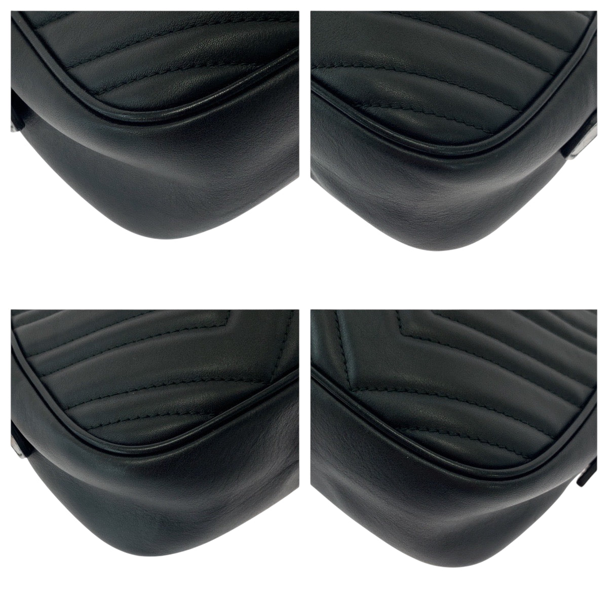 GUCCI Shoulder Bag 447632 leather Black GoldMetal GG Marmont quilting