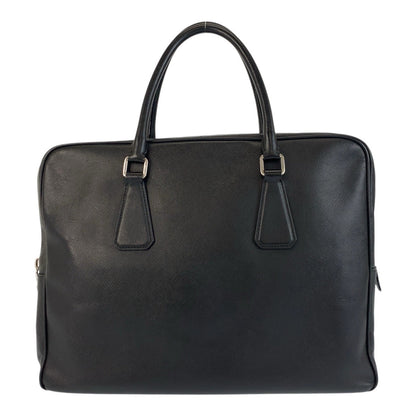 PRADA Business bag leather Black SilverMetal Business bag briefcase Safiano mens Used Authentic