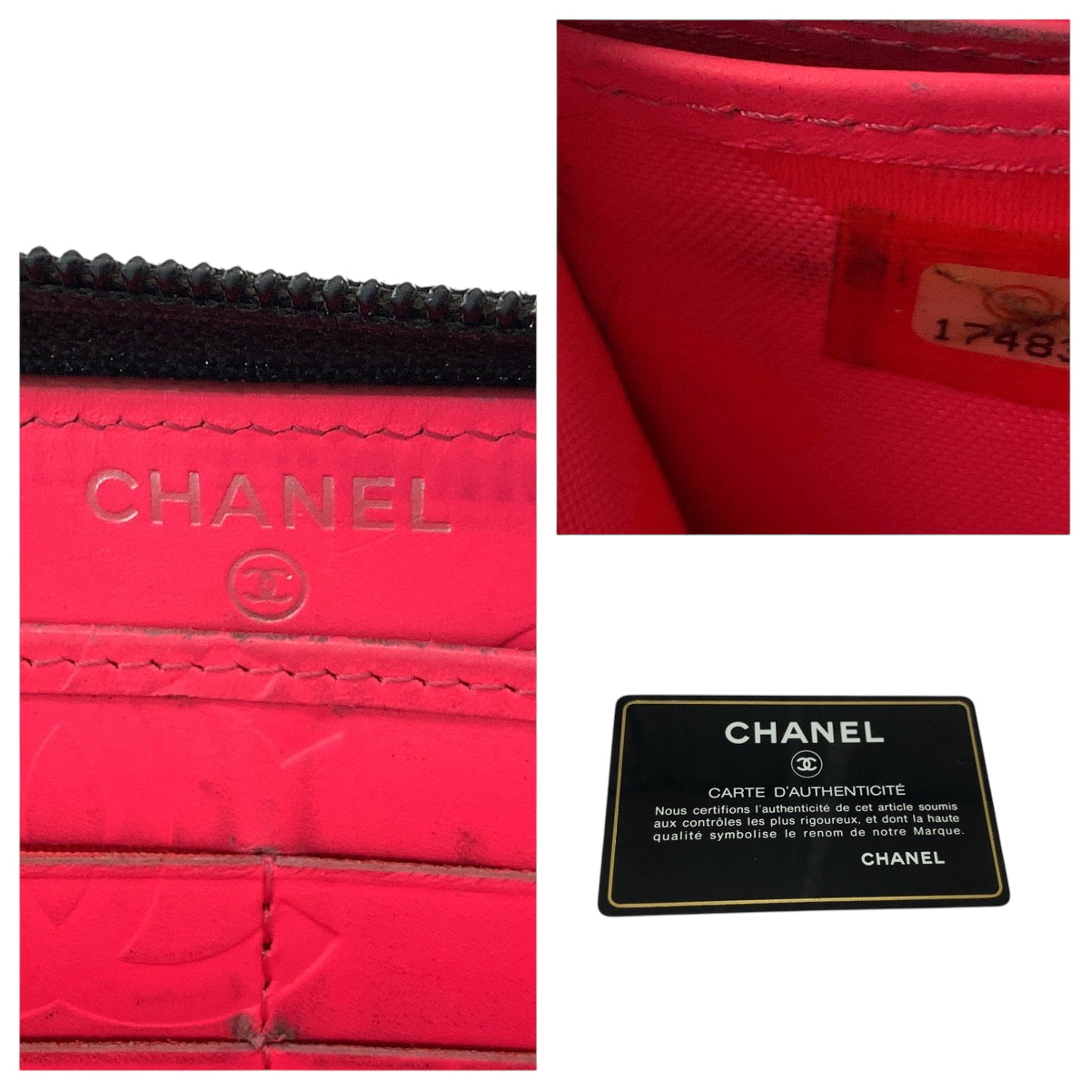 CHANEL Long Wallet Purse Calfskin Black SilverMetal Long Wallet Purse Zip Around Cambon line COCO Mark Women Used Authentic