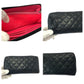 CHANEL Long Wallet Purse Calfskin Black SilverMetal Long Wallet Purse Zip Around Cambon line COCO Mark Women Used Authentic