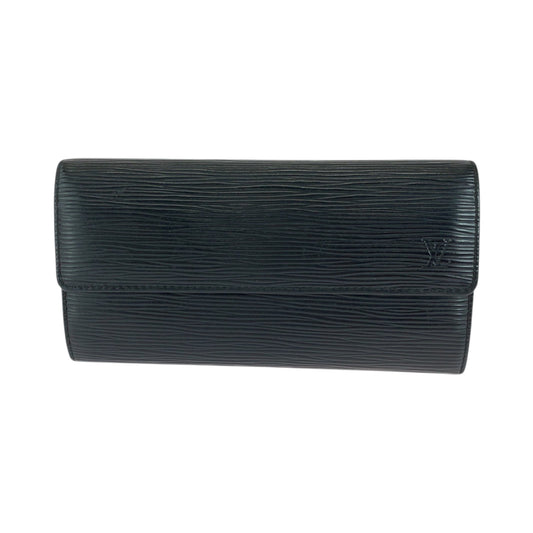 LOUIS VUITTON Long Wallet Purse M63572 Epi Leather Noir Black SilverMetal Epi Porto Monnet Credit