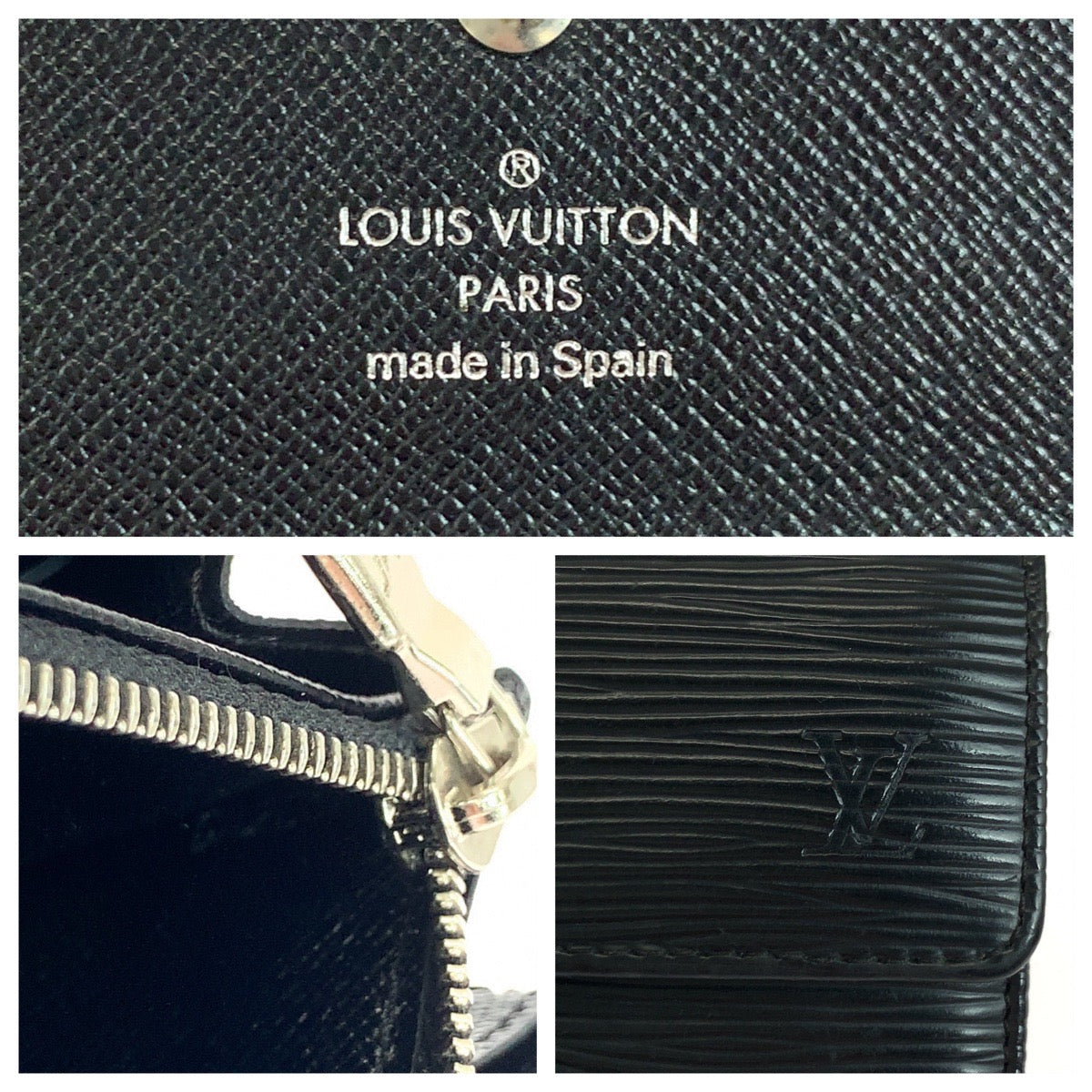 LOUIS VUITTON Long Wallet Purse M63572 Epi Leather Noir Black SilverMetal Epi Porto Monnet Credit