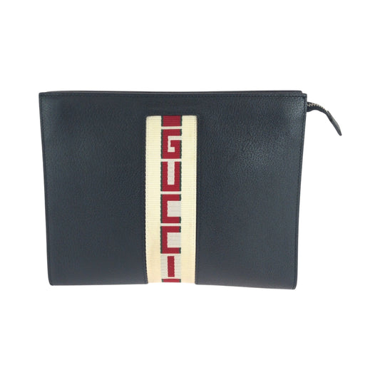 GUCCI Clutch bag 475316 leather Multi Web stripe