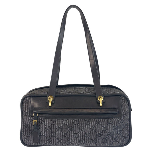 GUCCI Shoulder Bag 92729 GG canvas, leather Black Gold Metal Women Used Authentic