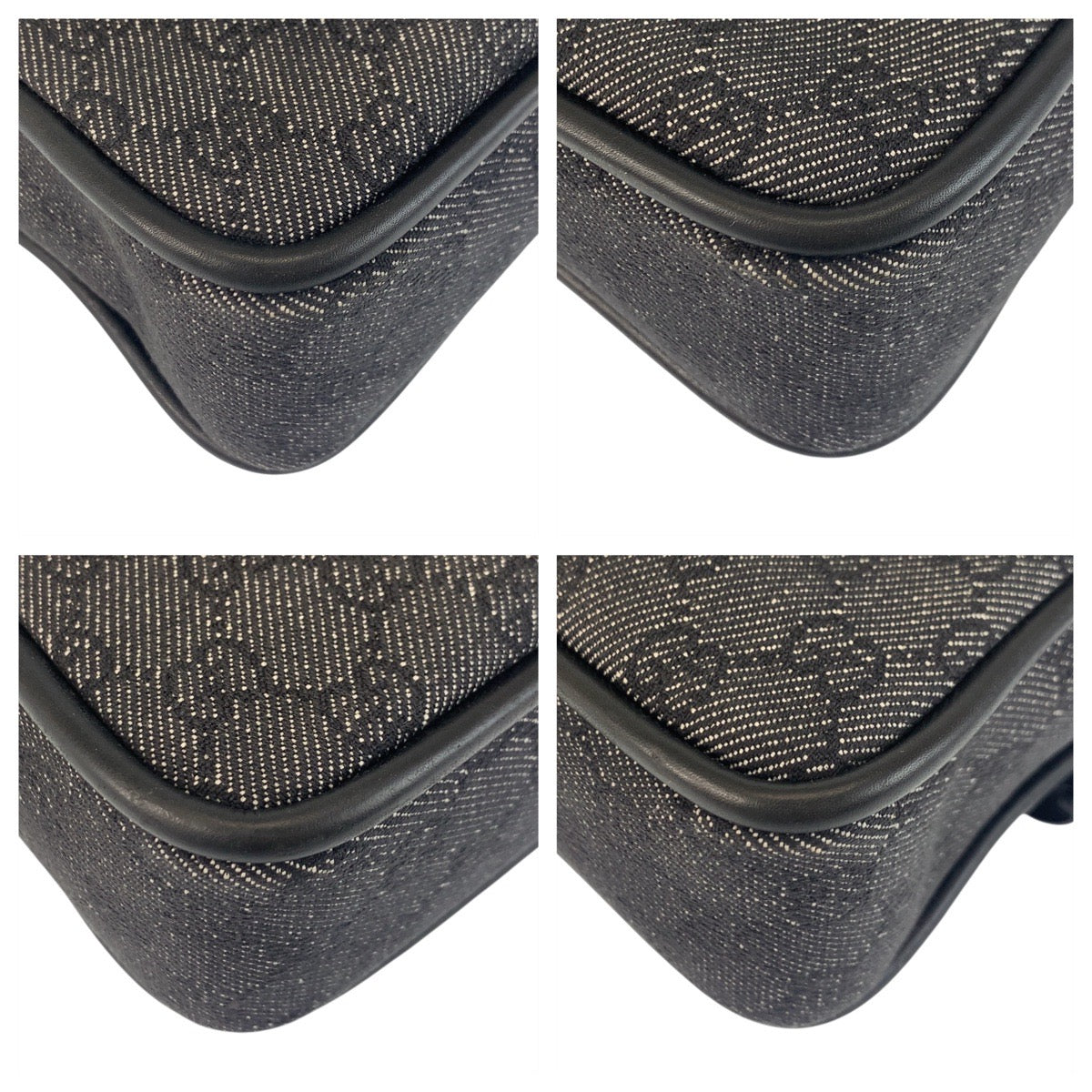GUCCI Shoulder Bag 92729 GG canvas, leather Black Gold Metal Women Used Authentic
