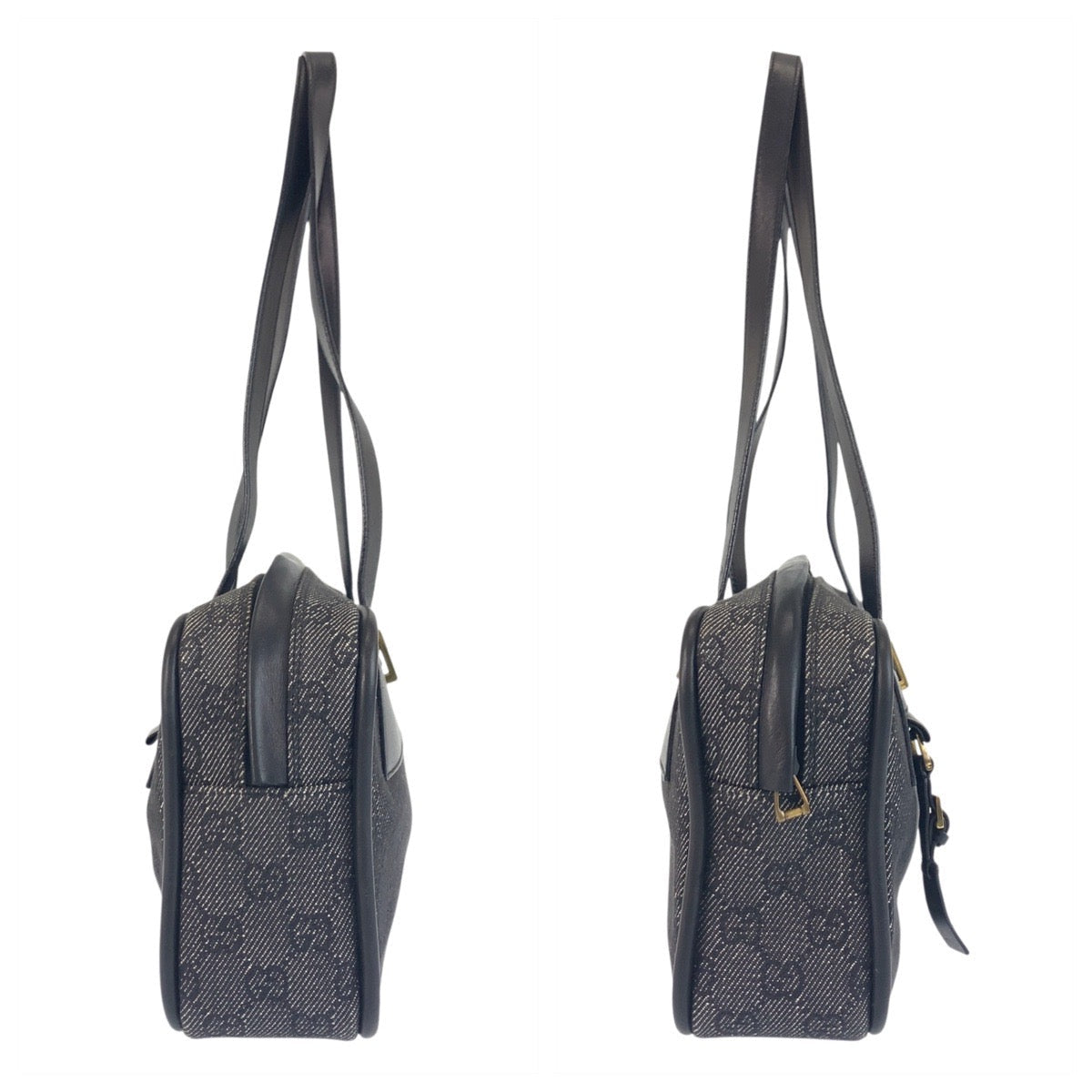 GUCCI Shoulder Bag 92729 GG canvas, leather Black Gold Metal Women Used Authentic