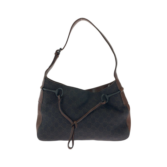 GUCCI Shoulder Bag 101975 GG canvas Brown Black Metal Shoulder Bag Shoulder Bag Horsebit Women Used Authentic