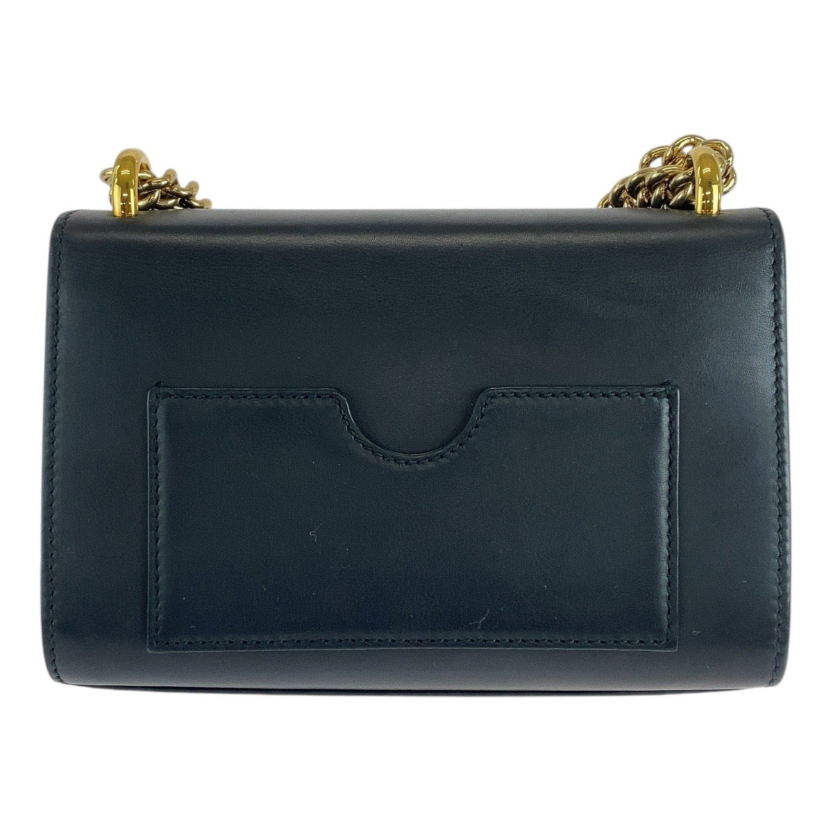 GUCCI Shoulder Bag 409487 leather Black GoldMetal ChainShoulder Bag Padlock Women Used Authentic