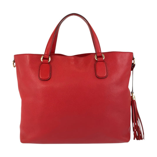 GUCCI Tote Bag 282303 leather Red Gold Metal Tote Bag handbag Soho Women Used Authentic