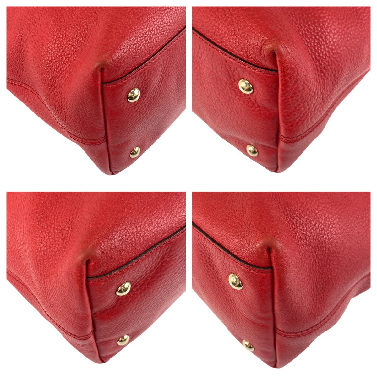 GUCCI Tote Bag 282303 leather Red Gold Metal Tote Bag handbag Soho Women Used Authentic