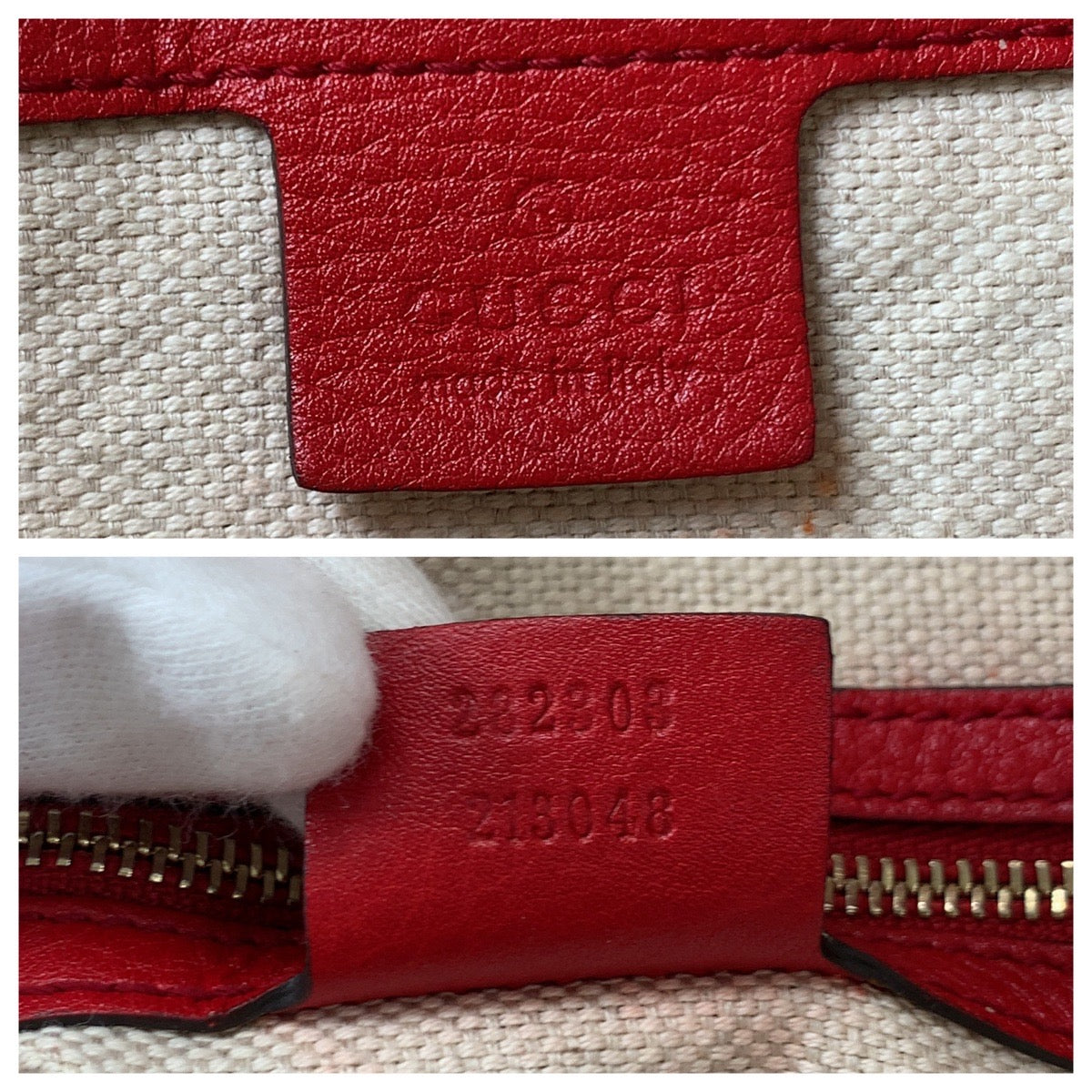 GUCCI Tote Bag 282303 leather Red Gold Metal Tote Bag handbag Soho Women Used Authentic