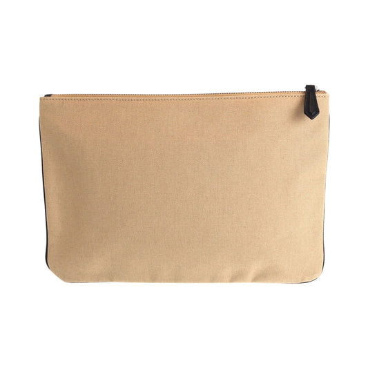 FENDI Clutch bag canvas Beige SilverMetal Clutch bag business bag pouch logo Women Used Authentic