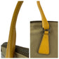 PRADA Tote Bag Canvas, Leather Beige Yellow SilverMetal Tote Bag Handbag Shoulder Bag Triangle With logo Women Used Authentic