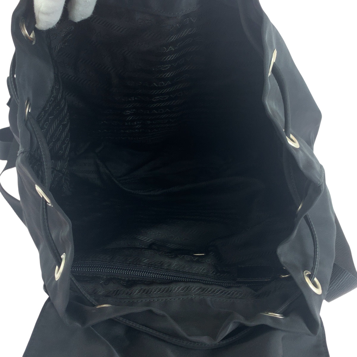 PRADA Backpack Nylon Black SilverMetal Backpack Backpack Test Triangle With logo Women Used Authentic