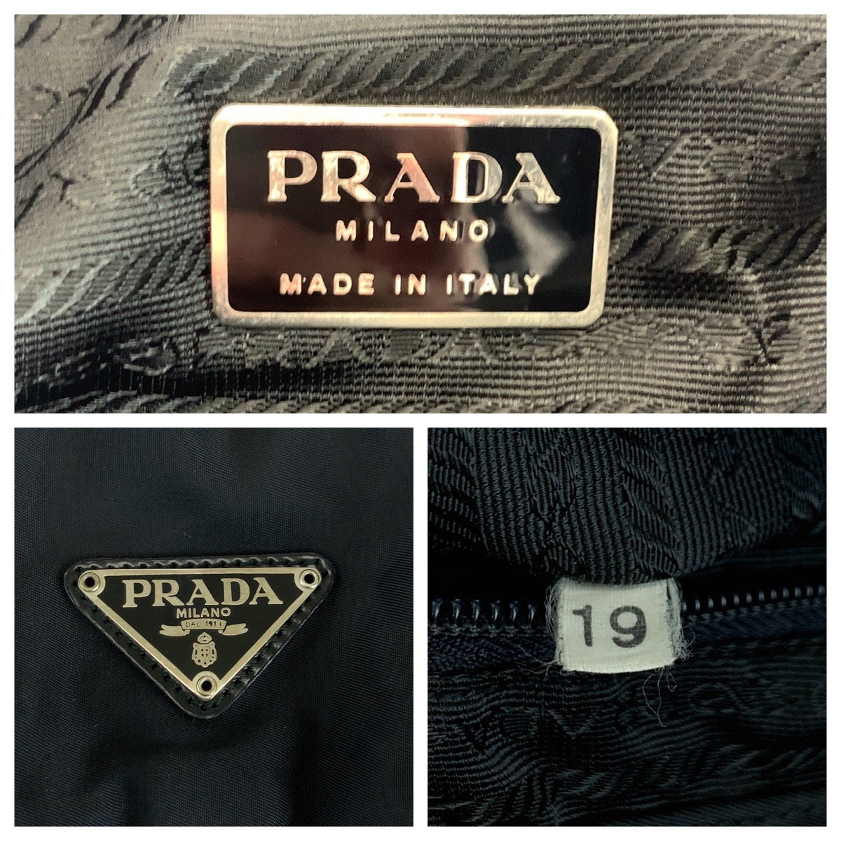 PRADA Backpack Nylon Black SilverMetal Backpack Backpack Test Triangle With logo Women Used Authentic