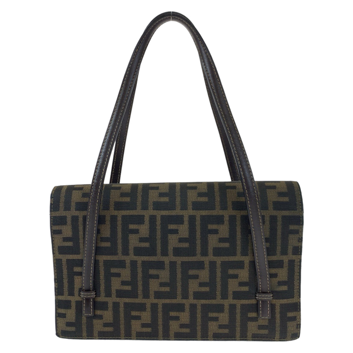 FENDI Shoulder Bag canvas Brown Gold Metal Shoulder Bag Handbag Zucca Pattern Women Used Authentic