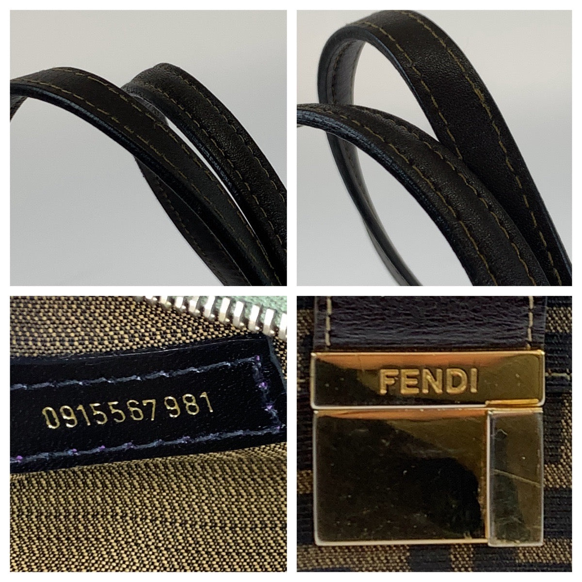FENDI Shoulder Bag canvas Brown Gold Metal Shoulder Bag Handbag Zucca Pattern Women Used Authentic
