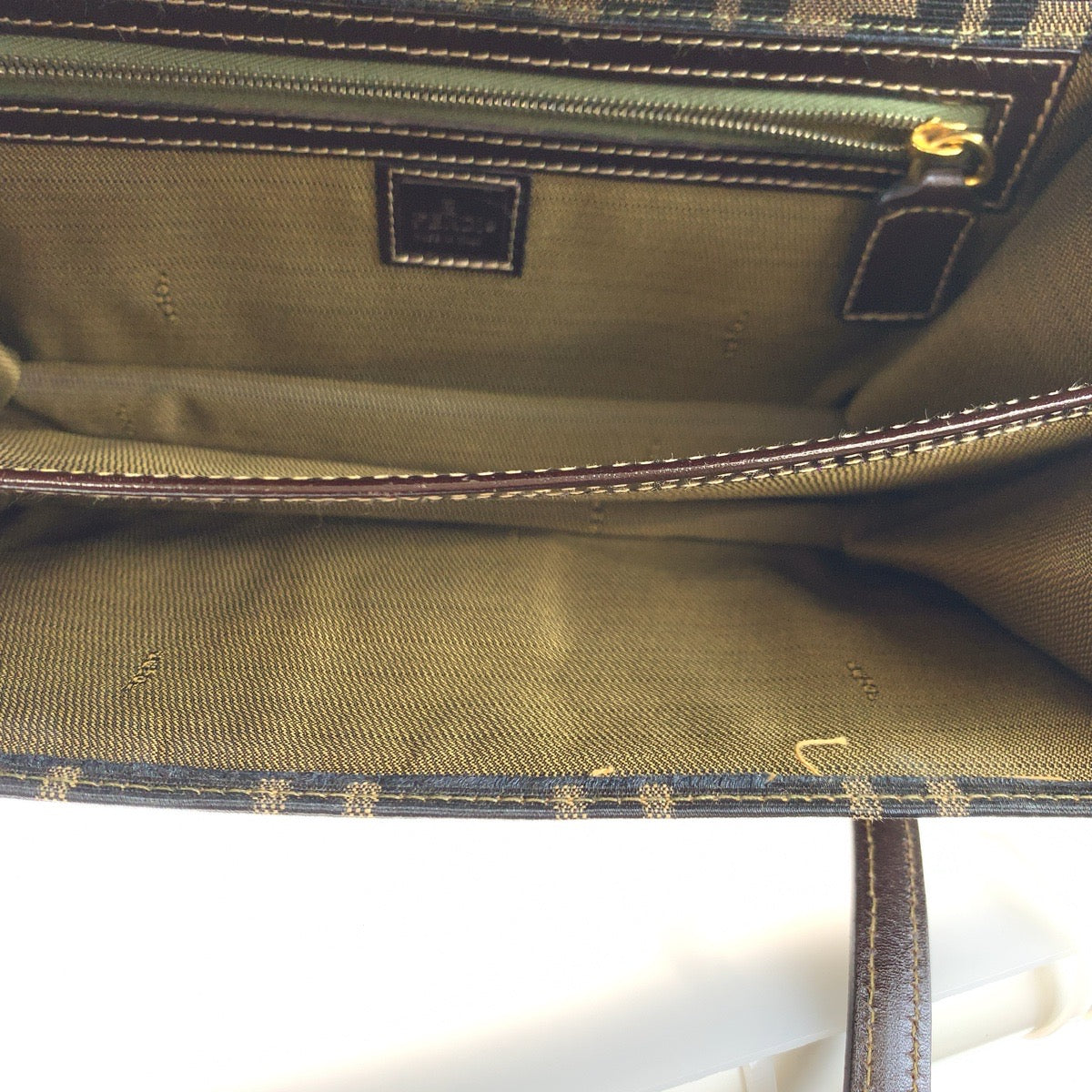 FENDI Shoulder Bag canvas Brown Gold Metal Shoulder Bag Handbag Zucca Pattern Women Used Authentic