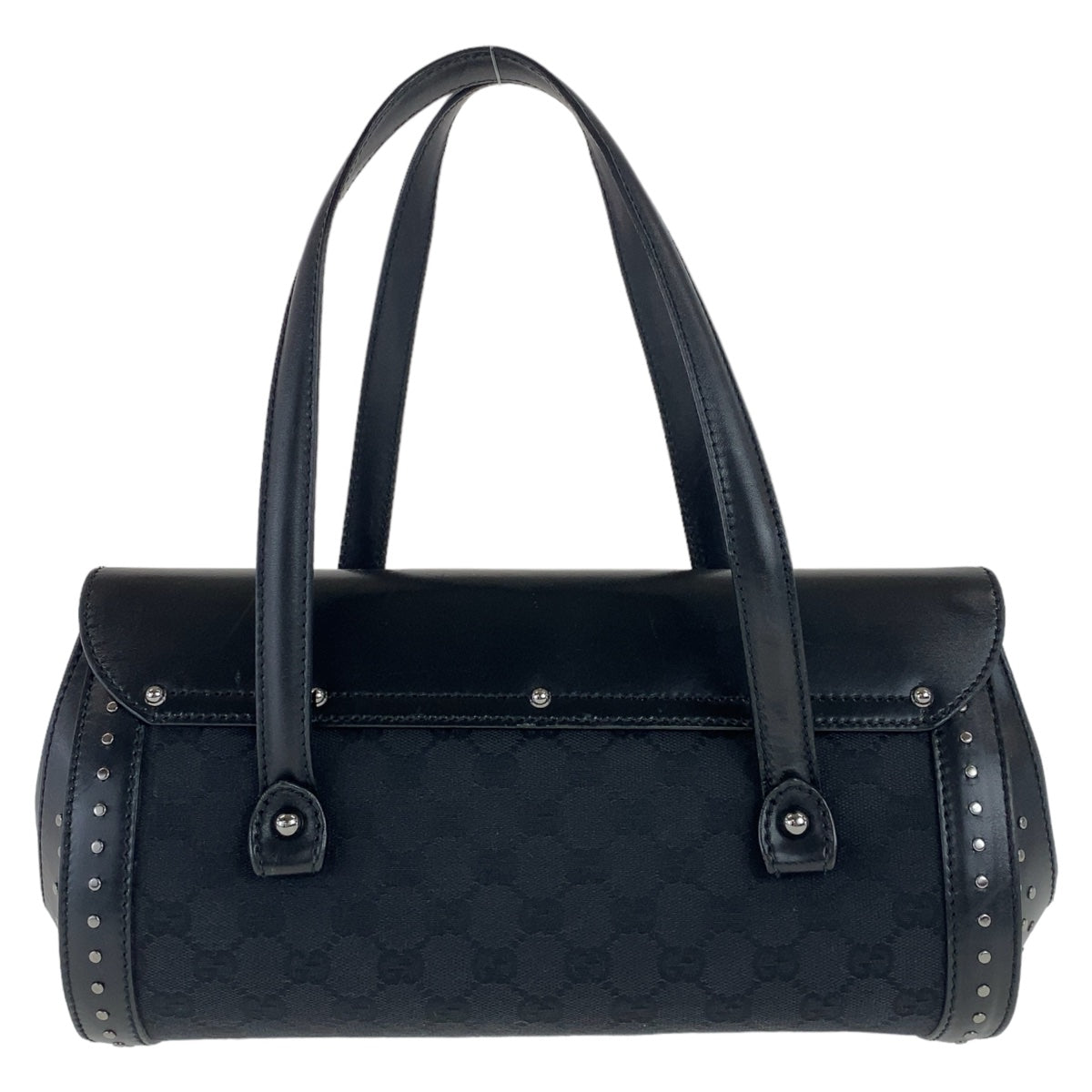 GUCCI Shoulder Bag 114993 GG canvas, leather Black SilverMetal Shoulder Bag Bamboo studs Women Used Authentic