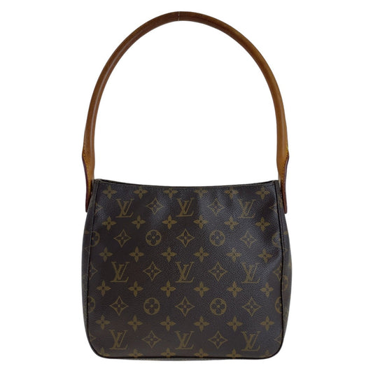 LOUIS VUITTON Shoulder Bag M51146 PVC, Leather Brown Gold Metal Shoulder Bag Monogram LoopingMM Women Used Authentic