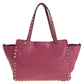 VALENTINO Handbag leather Pink Gold Metal Handbag Shoulder Bag 2way Rock studs Women Used Authentic