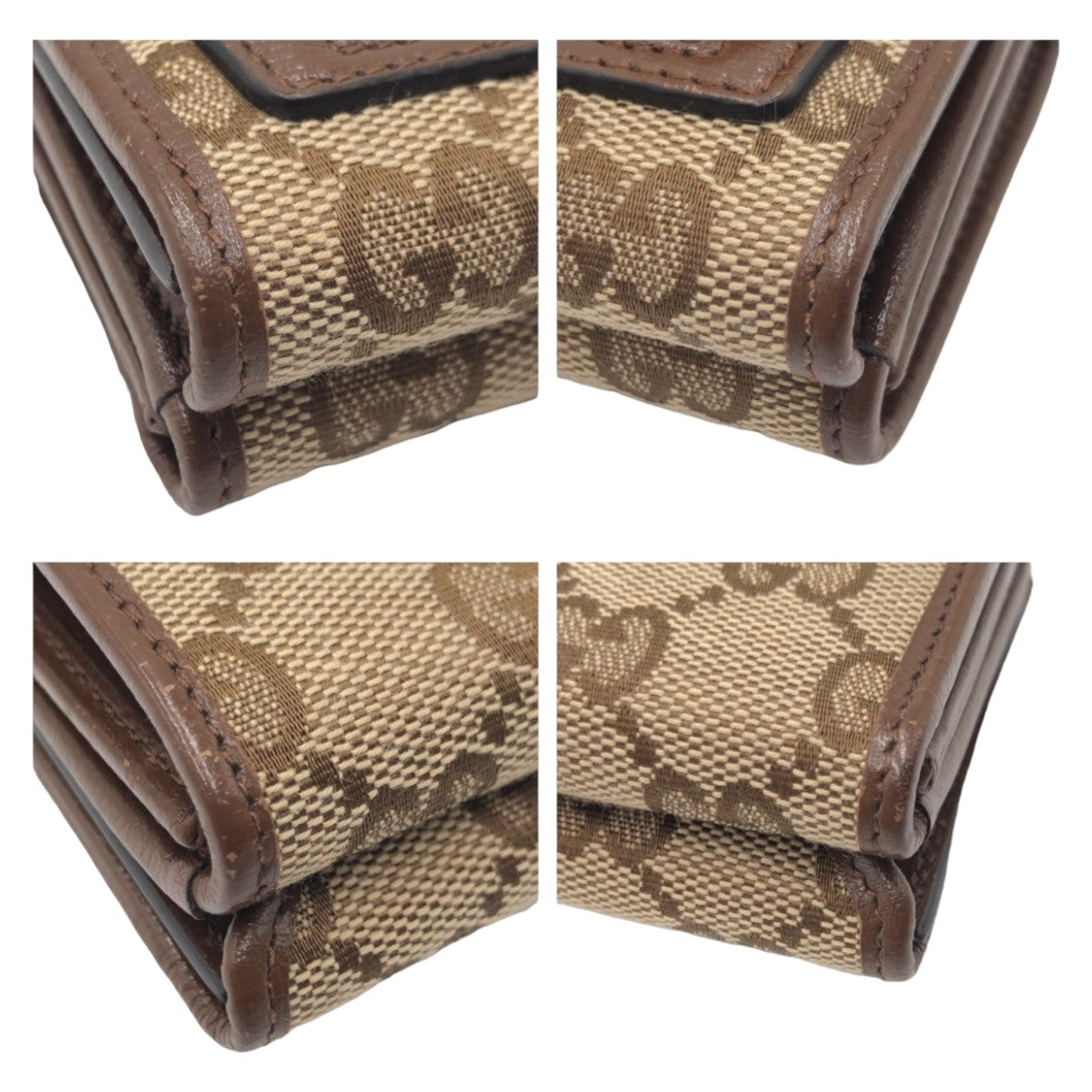 GUCCI Tri-fold wallet GG canvas Brown SilverMetal Folding wallet Compact wallet Balenciaga Collaboration The Hacker Project Women Used Authentic