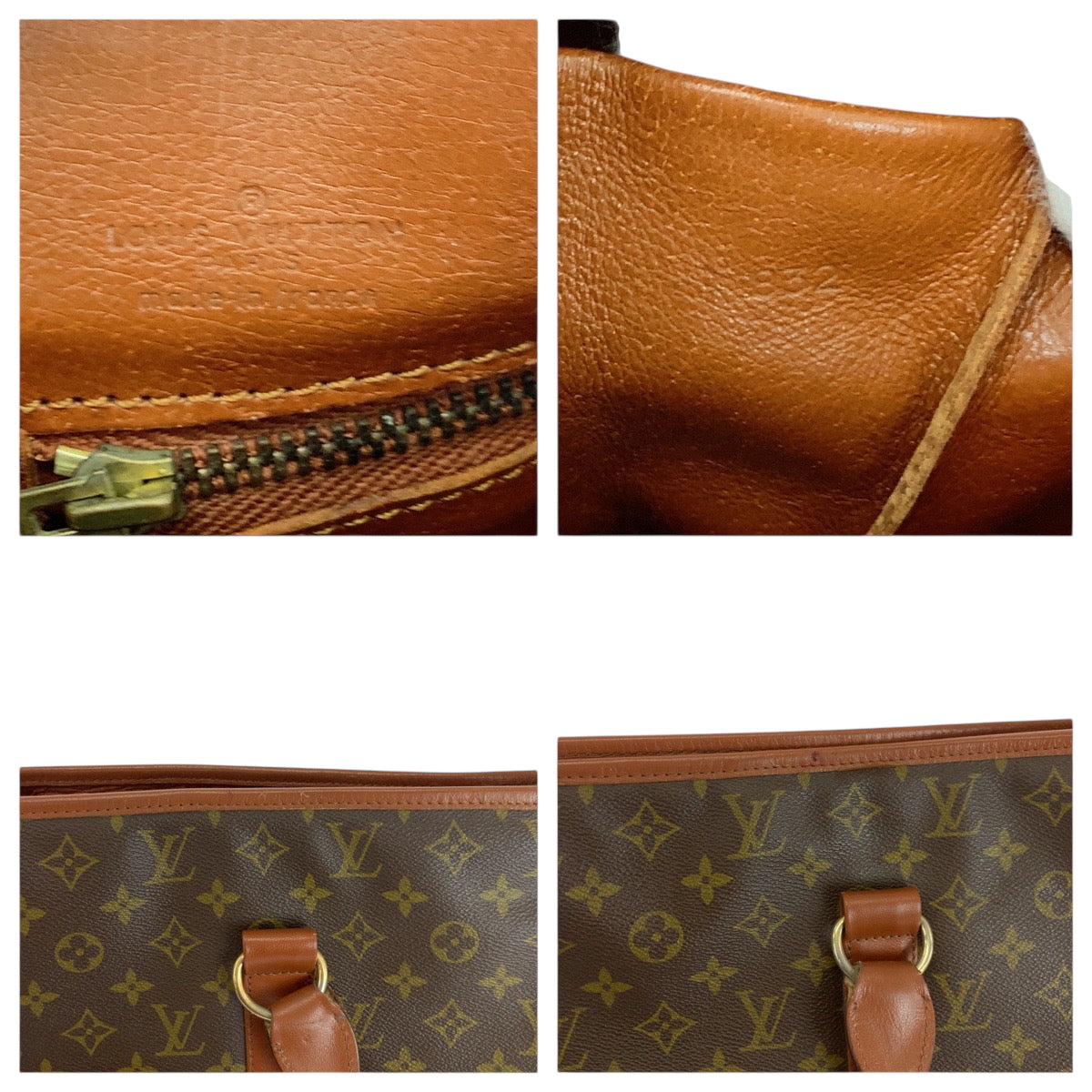 LOUIS VUITTON Tote Bag M42425 PVC Brown Gold Metal Tote Bag Shoulder Bag Monogram Sack Weekend PM mens Used Authentic