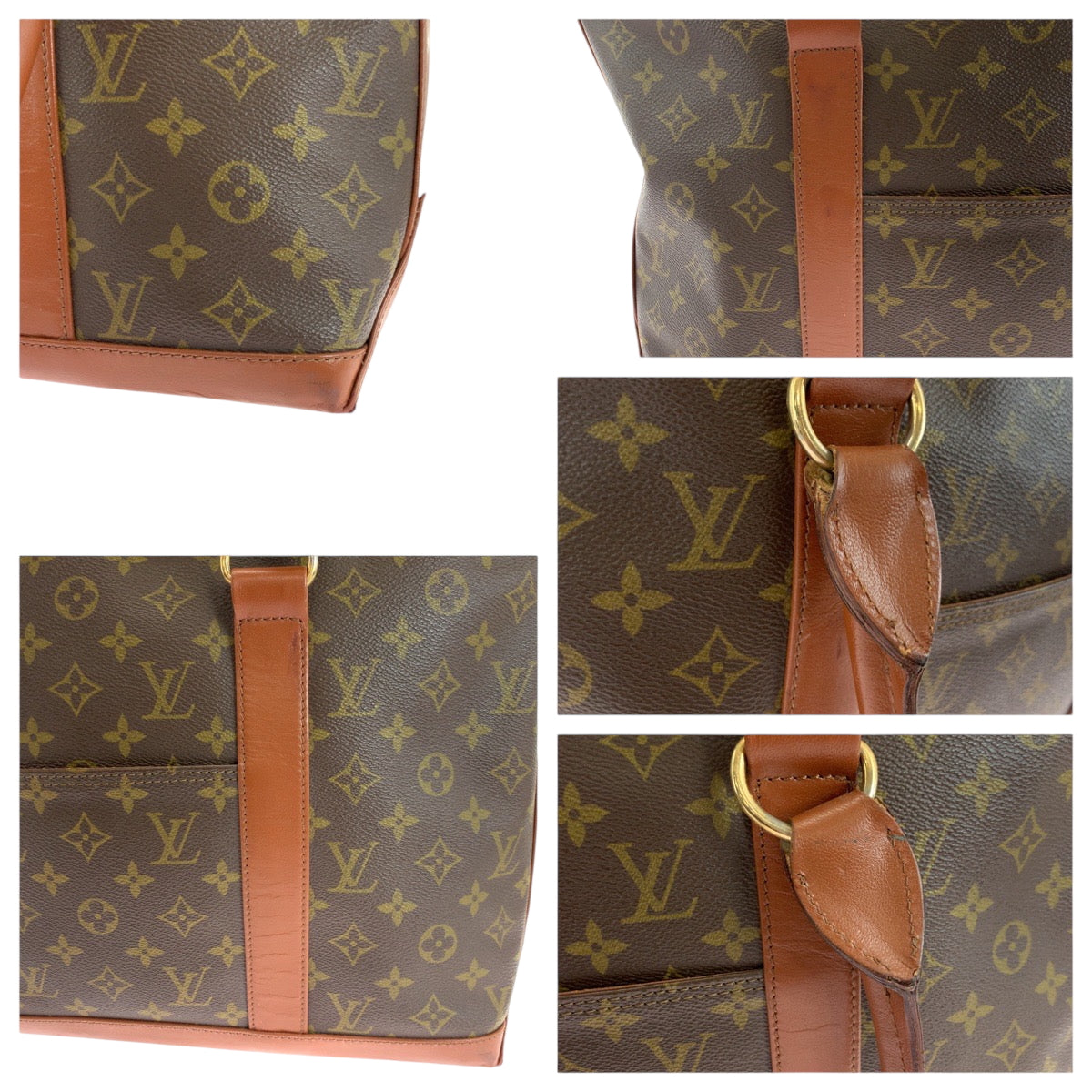 LOUIS VUITTON Tote Bag M42425 PVC Brown Gold Metal Tote Bag Shoulder Bag Monogram Sack Weekend PM mens Used Authentic
