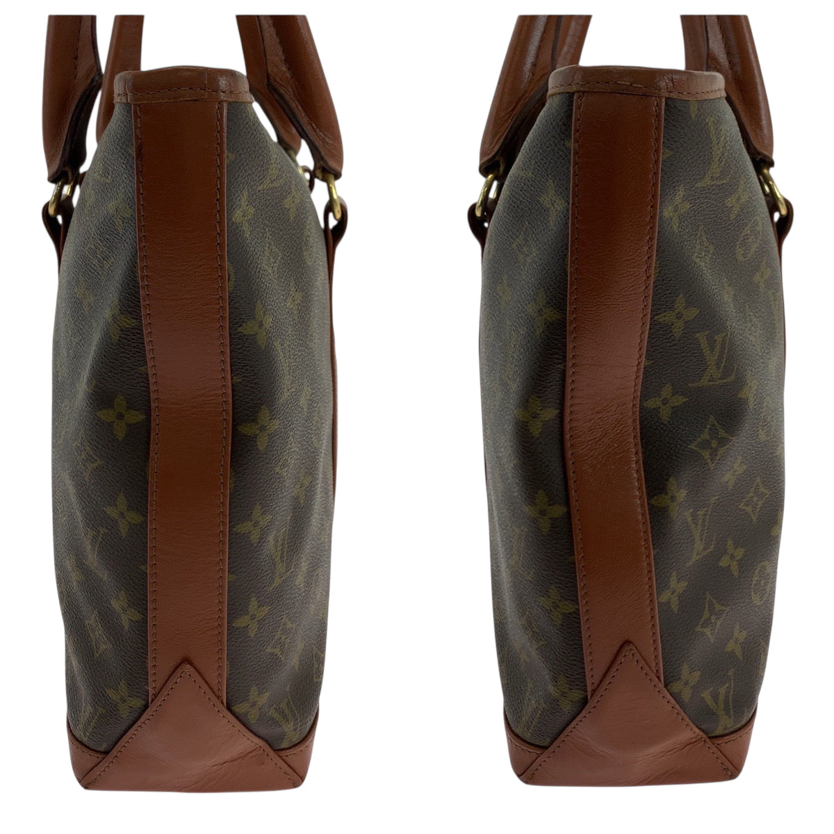 LOUIS VUITTON Tote Bag M42425 PVC Brown Gold Metal Tote Bag Shoulder Bag Monogram Sack Weekend PM mens Used Authentic