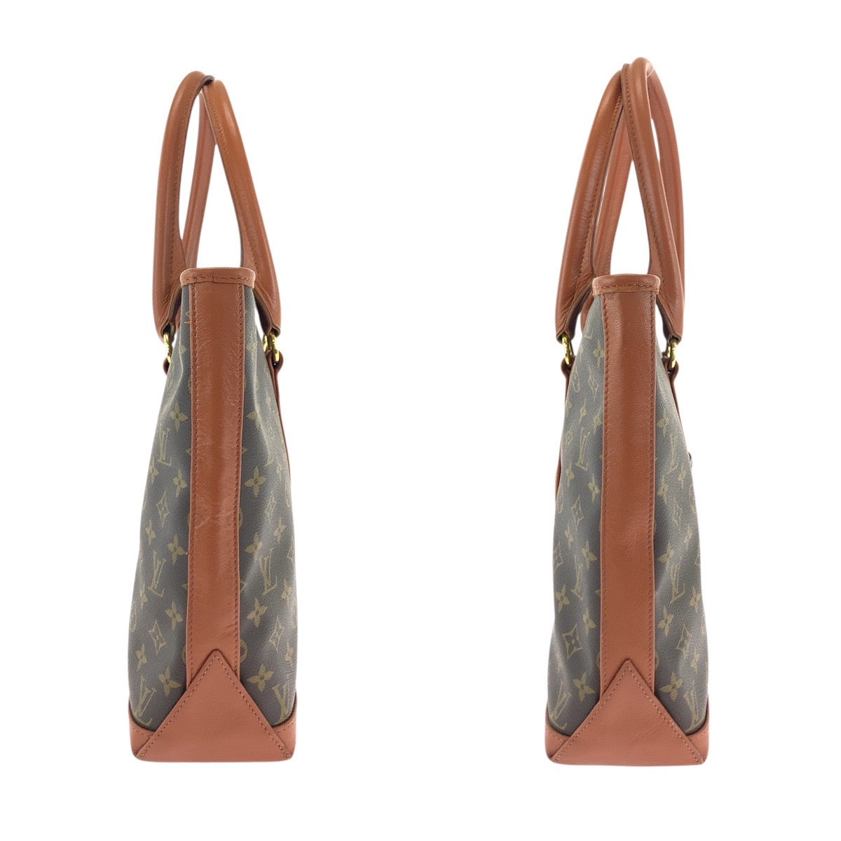 LOUIS VUITTON Tote Bag M42425 PVC, Leather Brown Gold Metal Tote Bag Shoulder Bag Monogram suck weekend Women Used Authentic