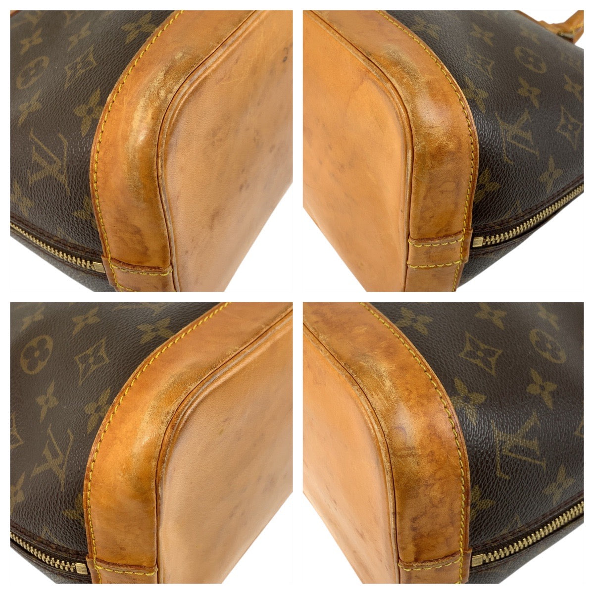 LOUIS VUITTON Handbag M51130 PVC, Leather Brown Gold Metal Monogram Alma Women Used Authentic