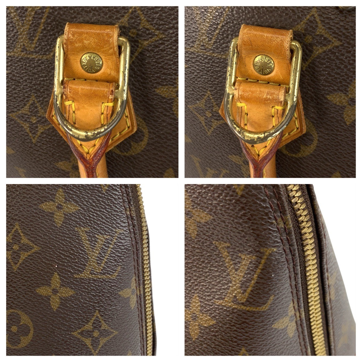 LOUIS VUITTON Handbag M51130 PVC, Leather Brown Gold Metal Monogram Alma Women Used Authentic