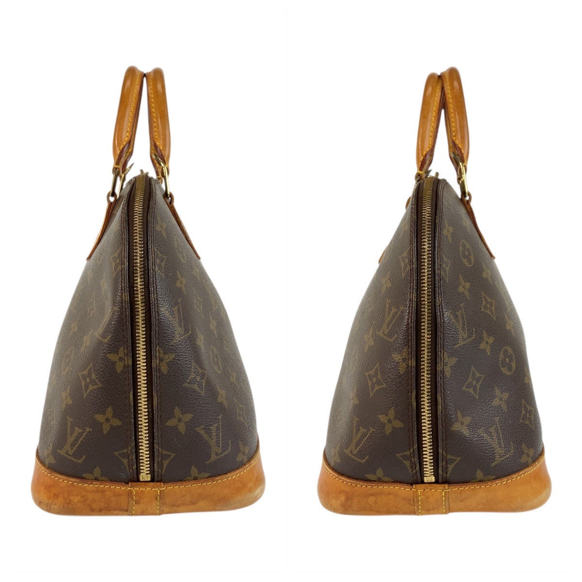 LOUIS VUITTON Handbag M51130 PVC, Leather Brown Gold Metal Monogram Alma Women Used Authentic
