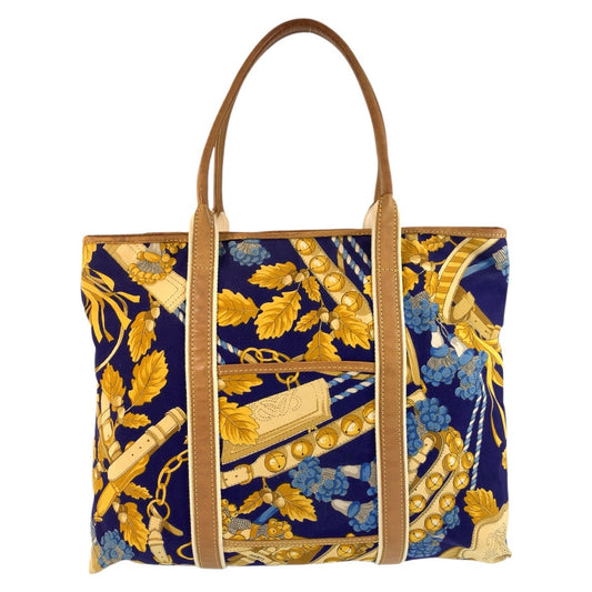 LOEWE Tote Bag Canvas, Leather Blue multicolor Tote Bag Shoulder Bag Women Used Authentic