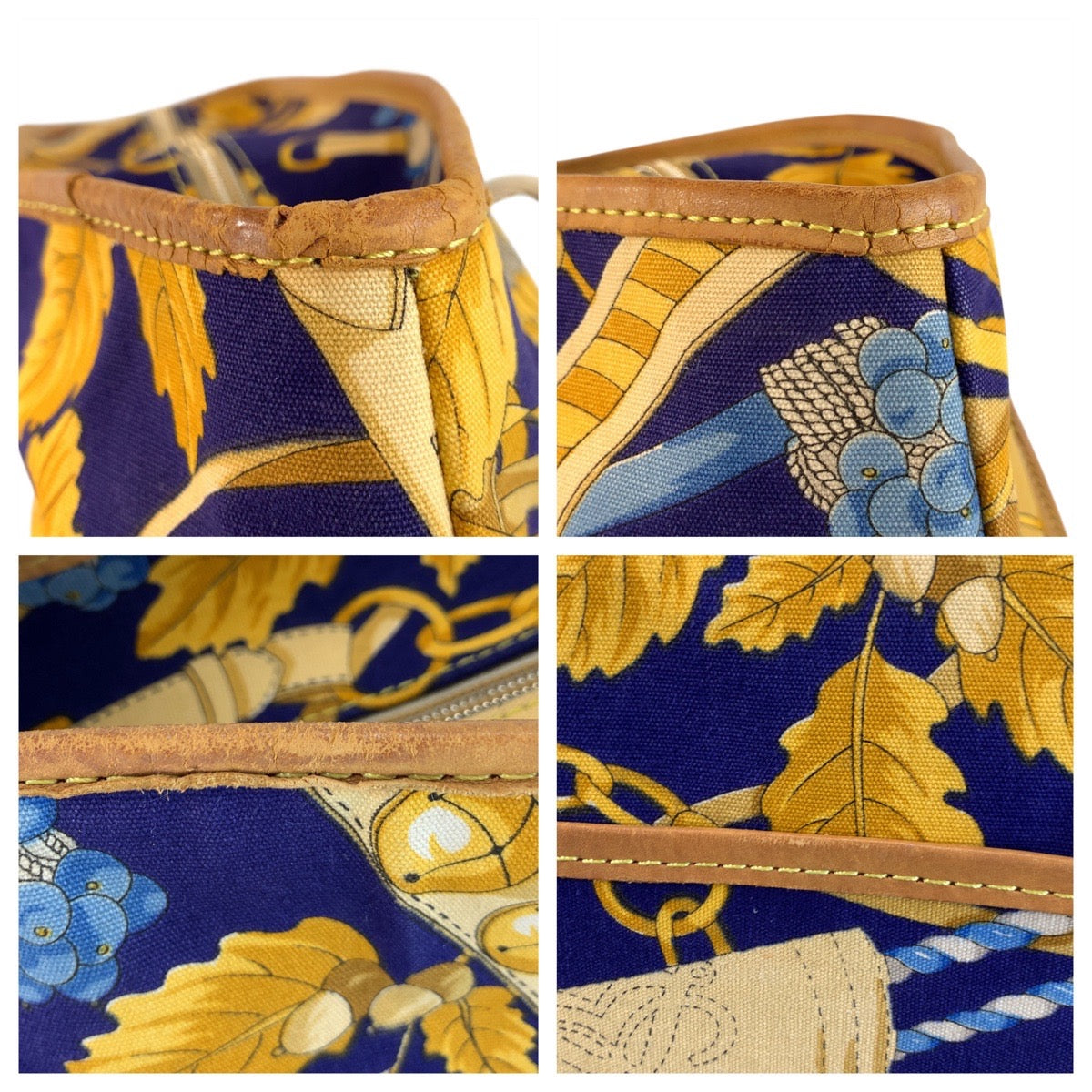 LOEWE Tote Bag Canvas, Leather Blue multicolor Tote Bag Shoulder Bag Women Used Authentic