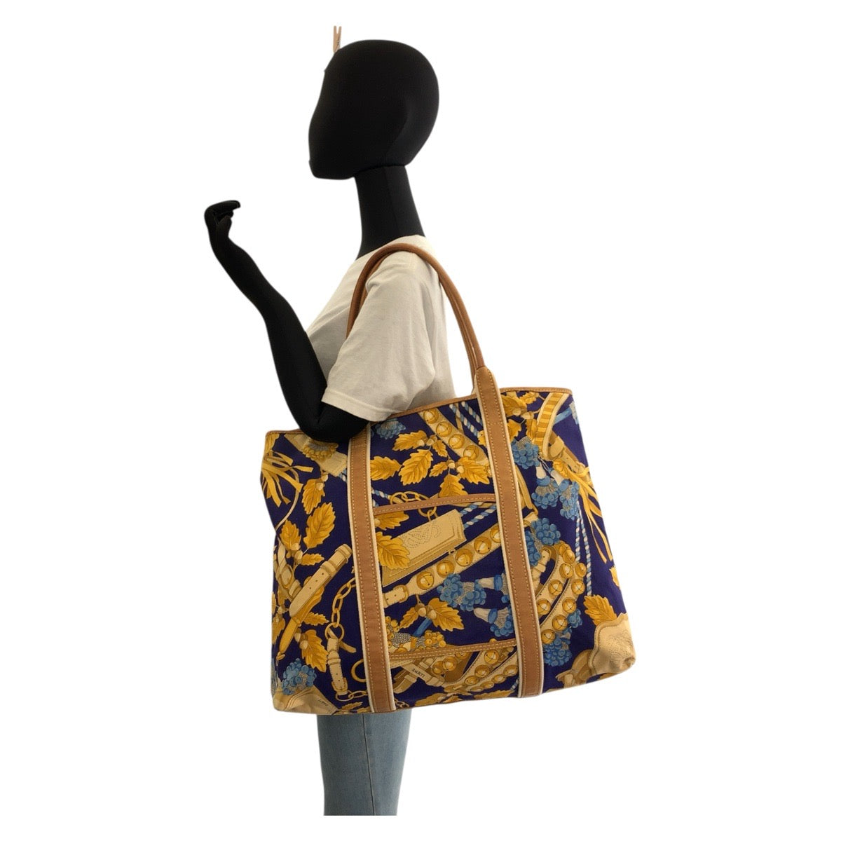 LOEWE Tote Bag Canvas, Leather Blue multicolor Tote Bag Shoulder Bag Women Used Authentic
