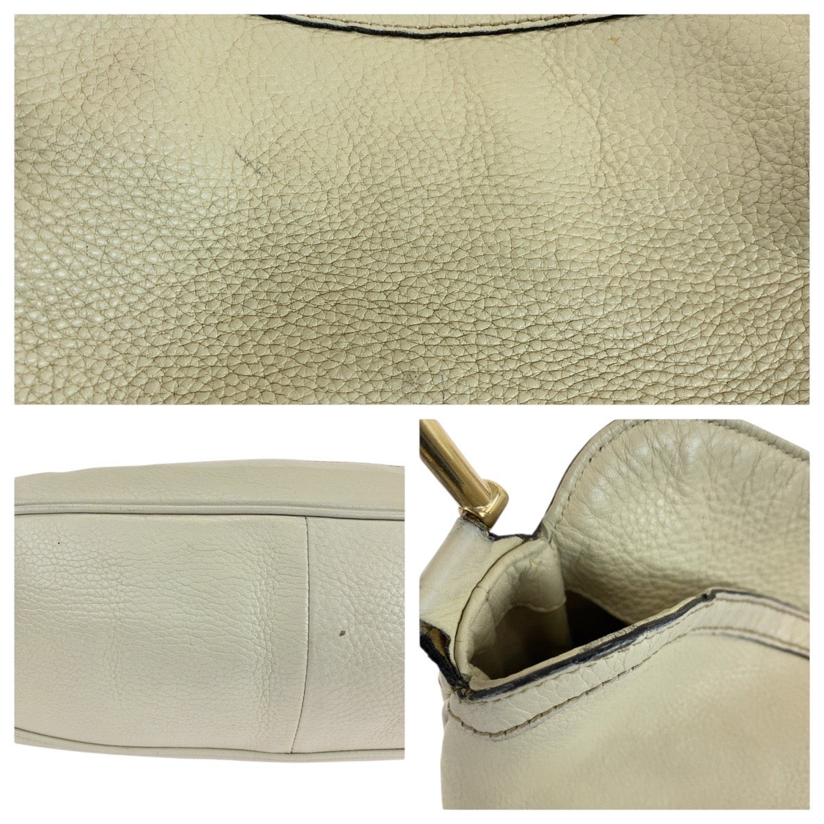 GUCCI Shoulder Bag 282315 leather Ivory Gold Metal Shoulder Bag Handbag 2WAY Bamboo Women Used Authentic