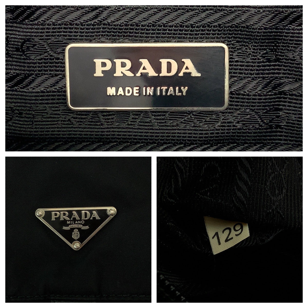 PRADA Shoulder Bag Nylon Black SilverMetal Shoulder Bag pochette Test Triangle With logo Women Used Authentic