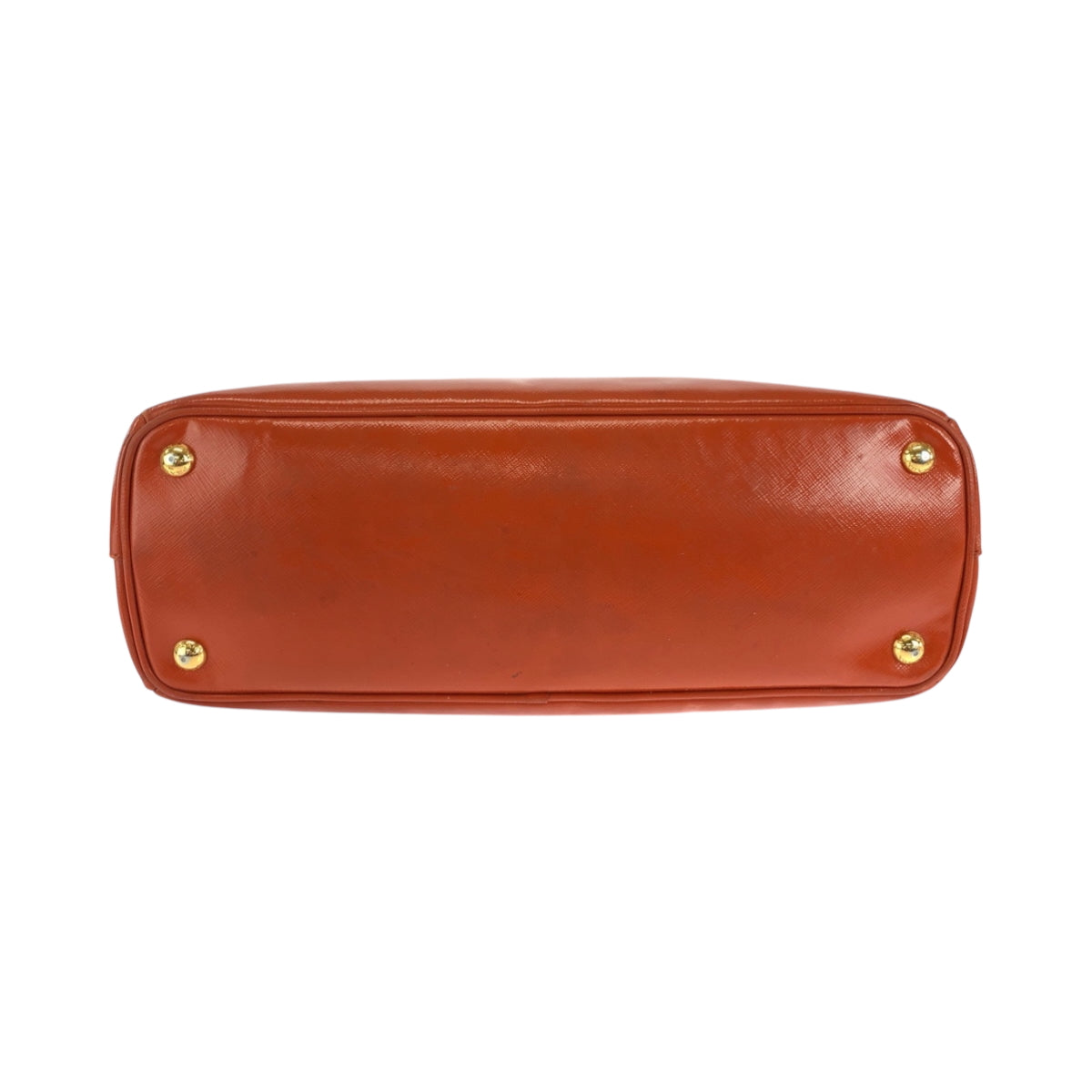 PRADA Shoulder Bag Patent leather Orange GoldMetal Shoulder Bag Handbag 2way Safiano Galleria Women Used Authentic