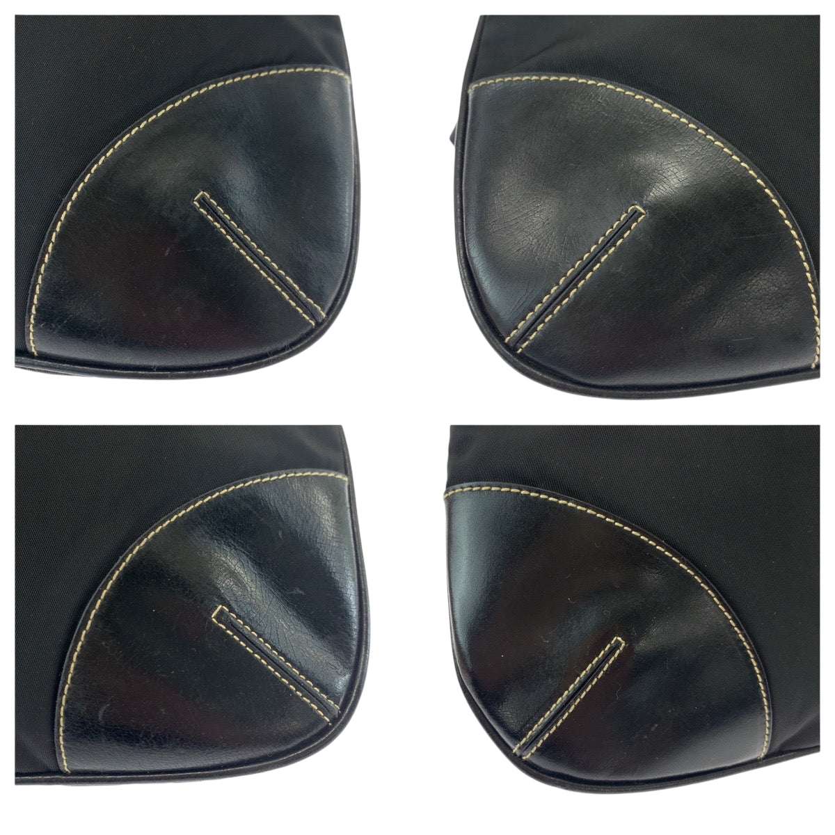 PRADA Shoulder Bag 7 Nylon Black SilverMetal Shoulder Bag pochette Test Triangle With logo Women Used Authentic