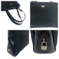 PRADA Tote Bag Nylon Black SilverMetal Tote Bag Shoulder Bag Test Triangle With logo Women Used Authentic