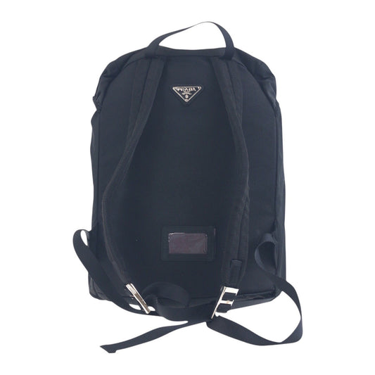 PRADA Backpack Nylon Black SilverMetal Backpack Unisex Test Triangle With logo Women Used Authentic