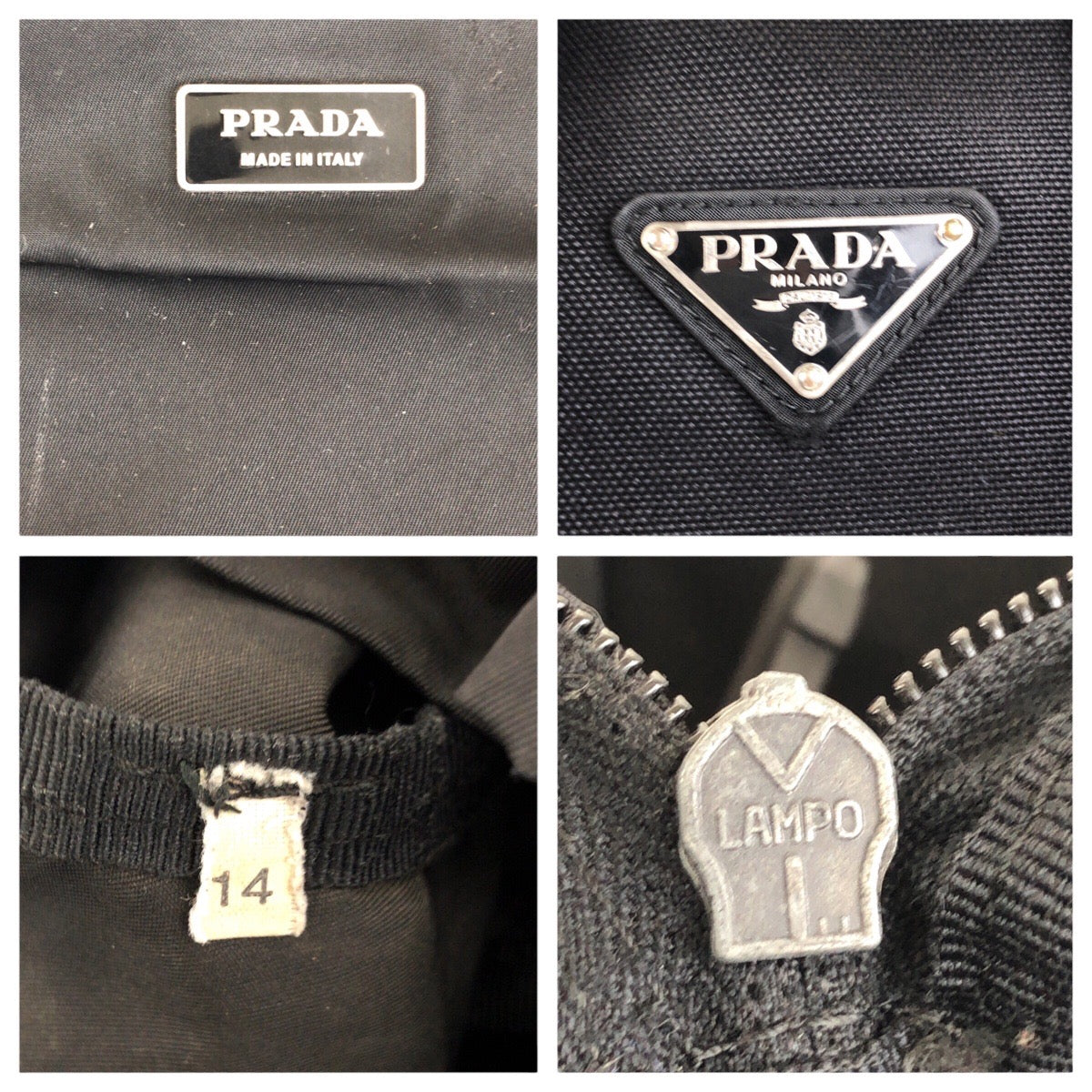 PRADA Backpack Nylon Black SilverMetal Backpack Unisex Test Triangle With logo Women Used Authentic