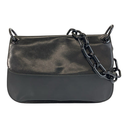 PRADA Shoulder Bag Leather, Plastic black Plastic Chain Shoulder Bag Logo embossed Women Used Authentic