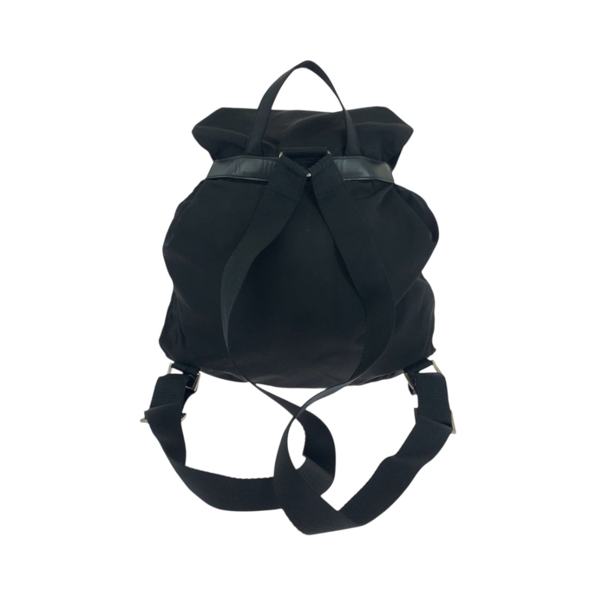 PRADA Backpack Nylon Black SilverMetal Backpack Backpack Test Triangle With logo Women Used Authentic