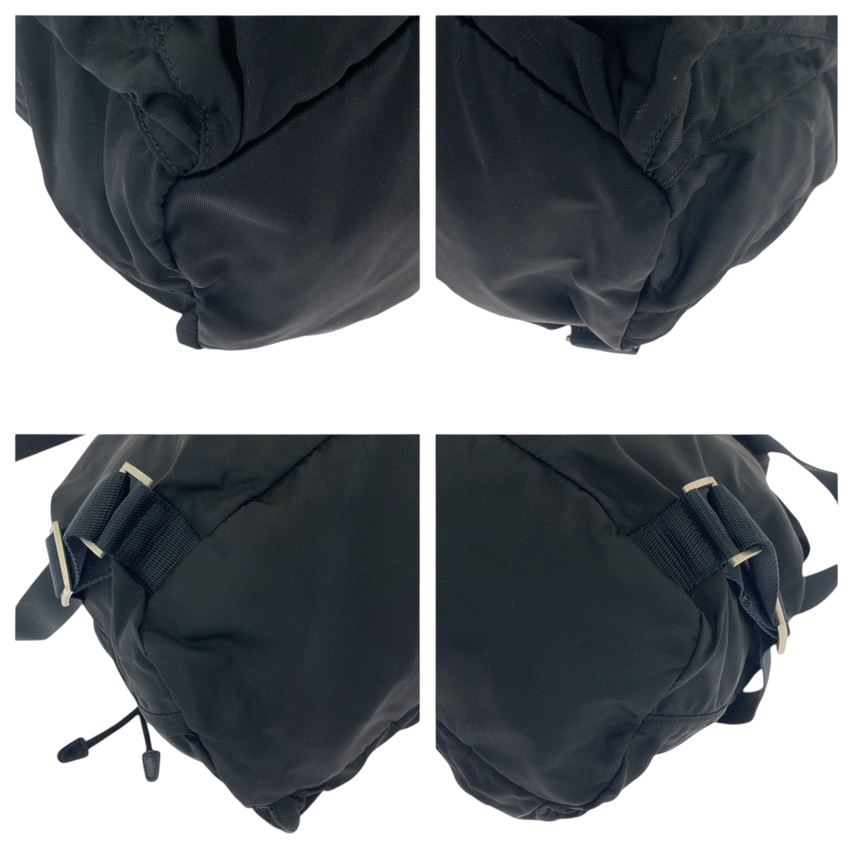 PRADA Backpack Nylon Black SilverMetal Backpack Backpack Test Triangle With logo Women Used Authentic